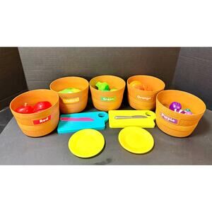Play pretend food color sorting slice & play kitchen Dishes